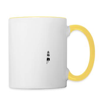 Moin Leuchtturm Herzschlag - Tasse zweifarbig - Weiß/Gelb - Rechts