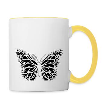 papillon - Mug contrasté - blanc/jaune - Droite