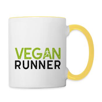 Vegan runner gift plants saying - Contrasting Mug - white/yellow - Right
