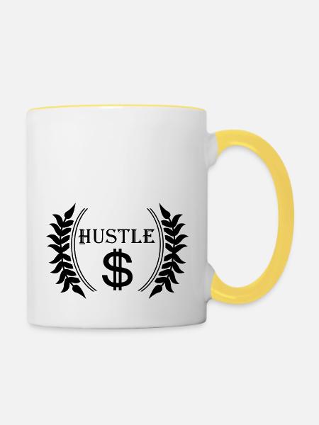 hustle - Tasse zweifarbig - Weiß/Gelb