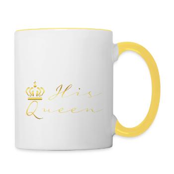 His Queen | King and Queen Pair Design - Contrasting Mug - white/yellow - Right