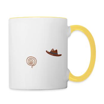 Western Country Southern Cowboy Howdy Rodeo - Tasse zweifarbig - Weiß/Gelb - Rechts