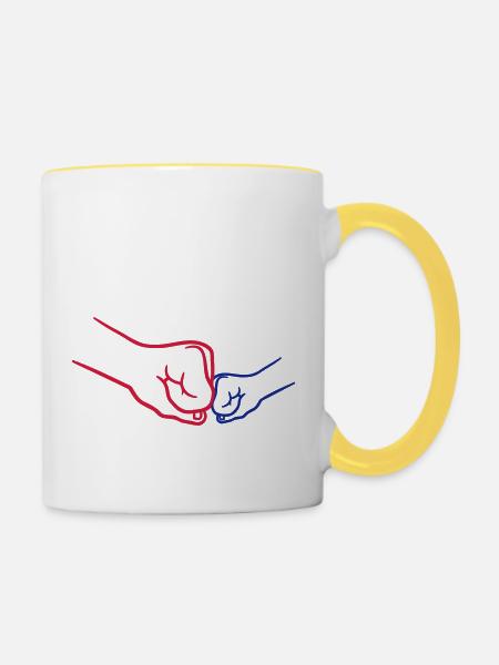 Kind 2 Fäuste - Tasse zweifarbig - Weiß/Gelb