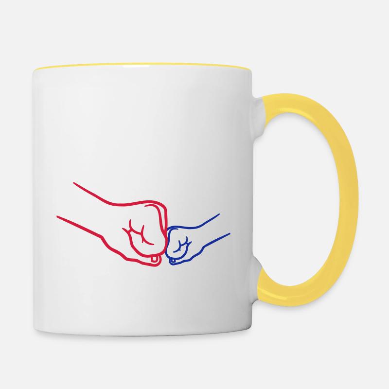 Kind 2 Fäuste - Tasse zweifarbig - Weiß/Gelb