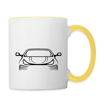 Cool Logo Voiture - Mug contrasté - blanc/jaune - Droite