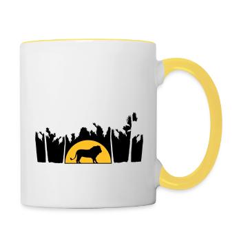 Dschungel Männlicher Löwe - Tasse zweifarbig - Weiß/Gelb - Rechts