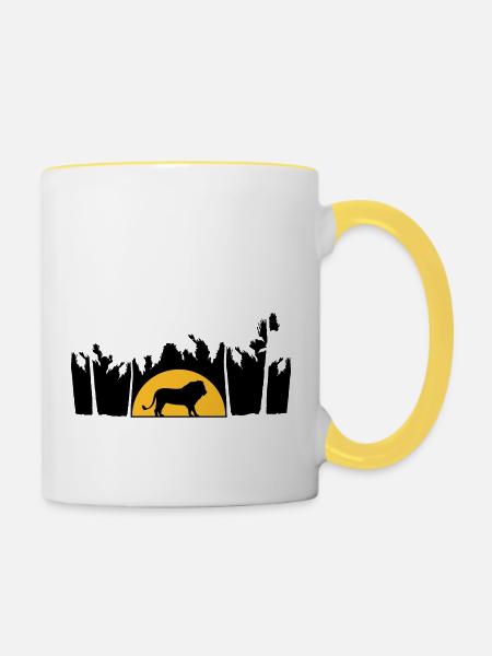 Dschungel Männlicher Löwe - Tasse zweifarbig - Weiß/Gelb