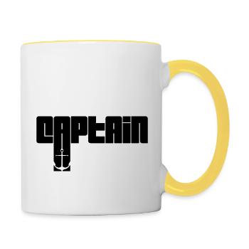 Texte Logo du capitaine - Mug contrasté - blanc/jaune - Droite