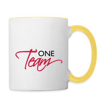 Un équipage d’équipe - Mug contrasté - blanc/jaune - Droite