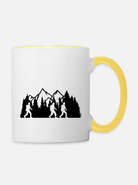 Team 3 wandernde - Tasse zweifarbig - Weiß/Gelb