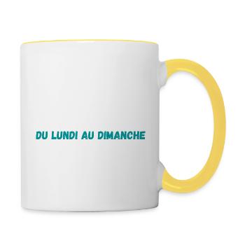 j'ai retraite du lundi au vendredi - Mug contrasté - blanc/jaune - Droite