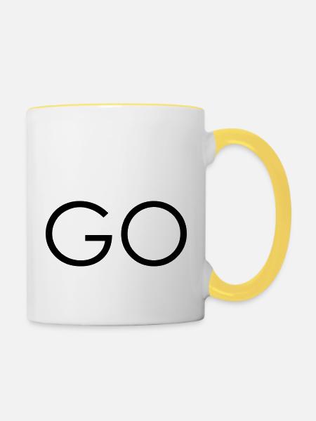 GO - Tasse zweifarbig - Weiß/Gelb