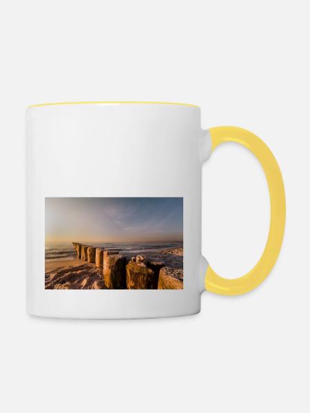 Zingster Buhnen - Tasse zweifarbig - Weiß/Gelb