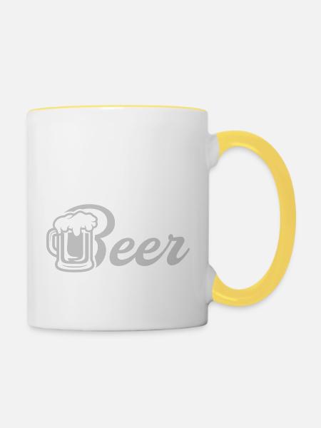 Maßkrug Beer - Tasse zweifarbig - Weiß/Gelb
