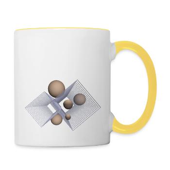 beige und 3D - Tasse zweifarbig - Weiß/Gelb - Rechts