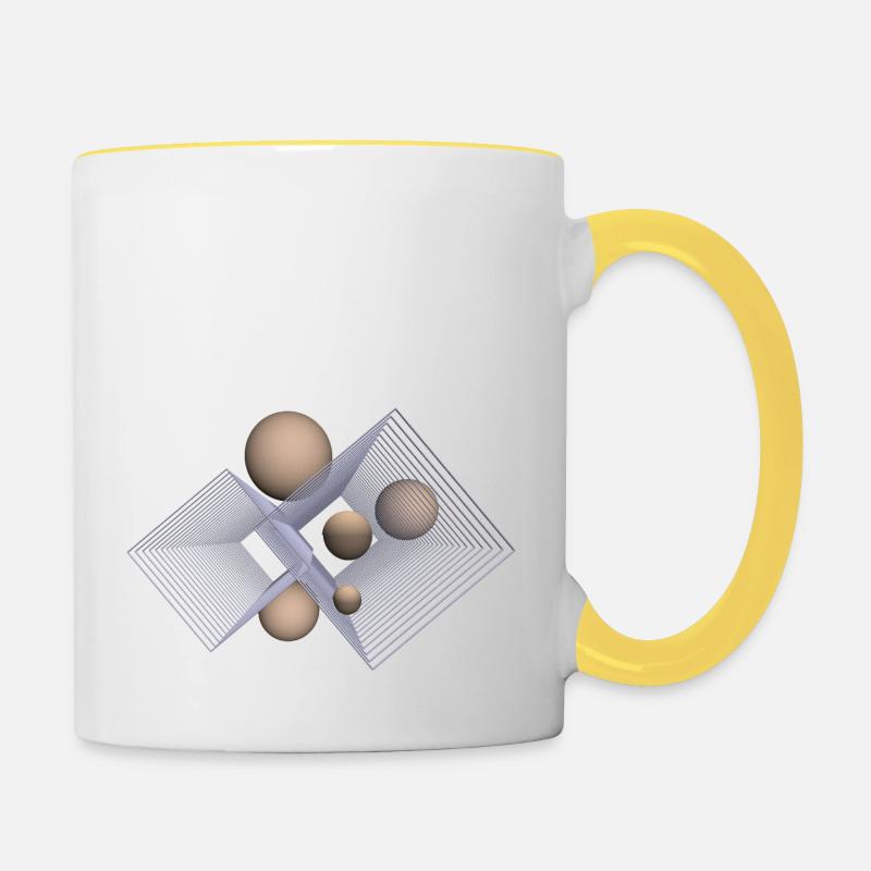 beige and 3D - Contrasting Mug - white/yellow