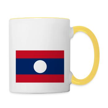 Flag of Laos - Mug contrasté - blanc/jaune - Droite