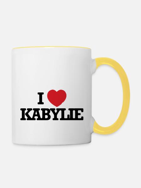 Ich liebe Kabylie - Tasse zweifarbig - Weiß/Gelb