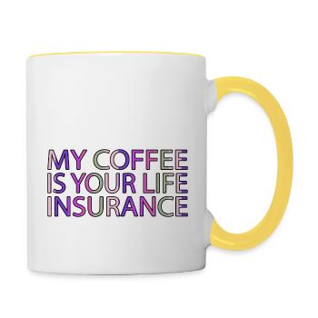 funny sayings office morning coffeebean sayings - Tasse zweifarbig - Weiß/Gelb - Rechts