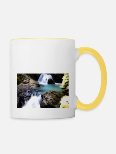 Keiner Wasserfall - Tasse zweifarbig - Weiß/Gelb