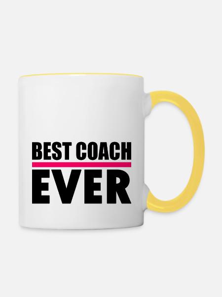 Best coach ever - Tasse zweifarbig - Weiß/Gelb