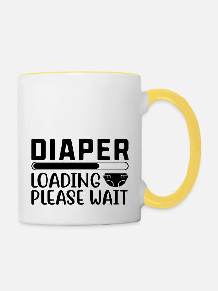 Diaper Loading Please Wait - Tasse zweifarbig - Weiß/Gelb