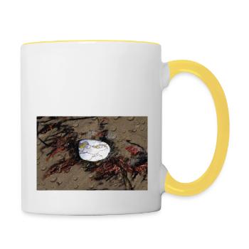 Einhorn umspült von Wasser - Tasse zweifarbig - Weiß/Gelb - Rechts
