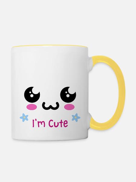 Cute Design - Tasse zweifarbig - Weiß/Gelb