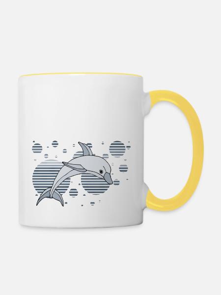 Delfin - Tasse zweifarbig - Weiß/Gelb