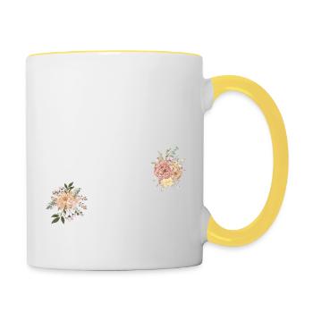 60e anniversaire fleuris (Cadeau de 60 ans) - Mug contrasté - blanc/jaune - Droite