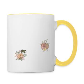 77th Anniversary Flowers (Gift of 77 years) - Contrasting Mug - white/yellow - Right