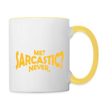 me sarcastic never quote - Contrasting Mug - white/yellow - Right