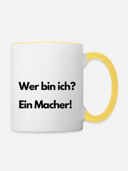 Macher #Trend - Tasse zweifarbig - Weiß/Gelb