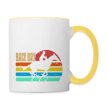 RACE DAY Awesome Retro Vintage Horse Racing - Tasse zweifarbig - Weiß/Gelb - Rechts