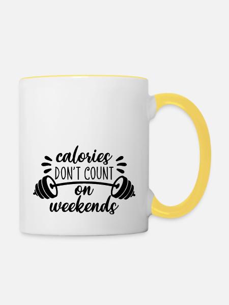 KALORIEN - Tasse zweifarbig - Weiß/Gelb