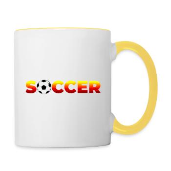 Fußball - Tasse zweifarbig - Weiß/Gelb - Rechts