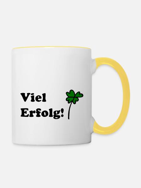 Viel Erfolg - Tasse zweifarbig - Weiß/Gelb