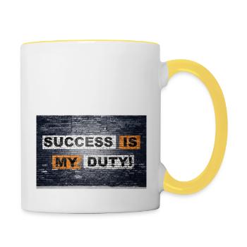 Success is my duty! saying lettering Graffiti - Tasse zweifarbig - Weiß/Gelb - Rechts