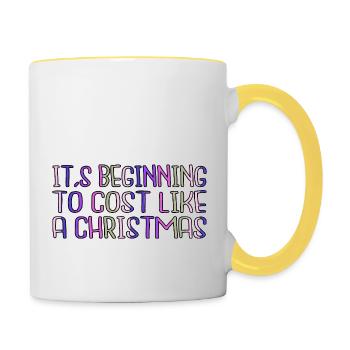 baby funny birthday present animal dino santa - Tasse zweifarbig - Weiß/Gelb - Rechts