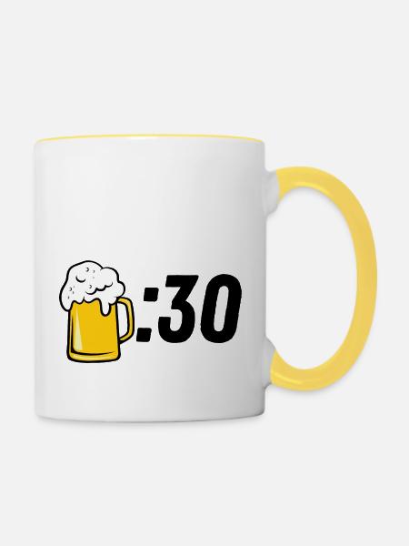 Bier :30 - Tasse zweifarbig - Weiß/Gelb