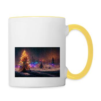 Noël dans la neige - Mug contrasté - blanc/jaune - Droite