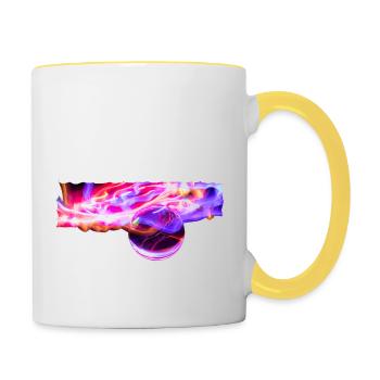 Glaskugel im Lichterspiel - Tasse zweifarbig - Weiß/Gelb - Rechts