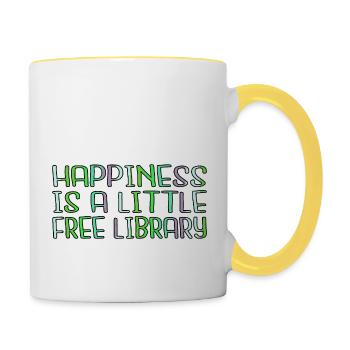 humor sayings book quotes funny quote present idea - Contrasting Mug - white/yellow - Right
