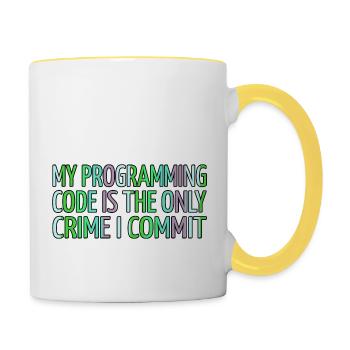 Les blagues en langage informatique présentent le développeur backend - Mug contrasté - blanc/jaune - Droite