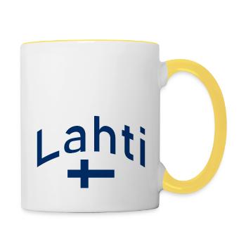 Lahti finland flag - Contrasting Mug - white/yellow - Right