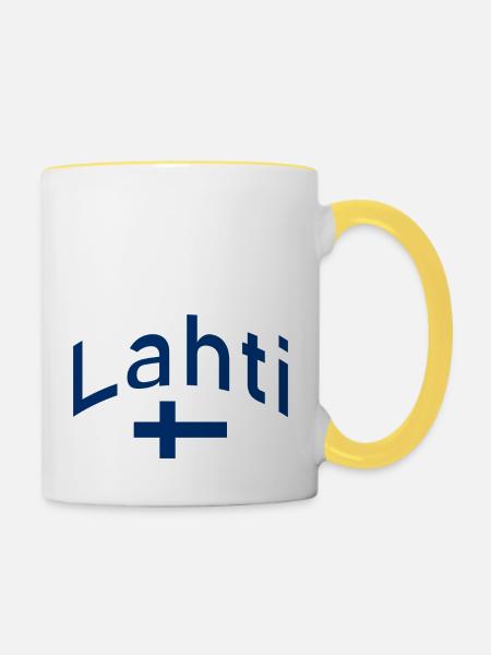 Lahti finnland flagge - Tasse zweifarbig - Weiß/Gelb