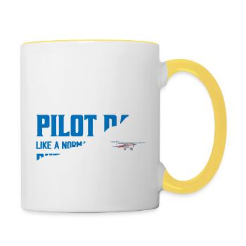 Pilot Dad Like A Normal Dad But Way Cooler Aviatio - Tasse zweifarbig - Weiß/Gelb - Rechts