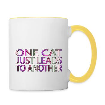 kitty animals awesome joke funny quote birthday - Tasse zweifarbig - Weiß/Gelb - Rechts