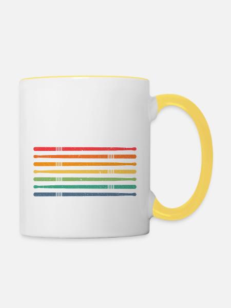 Trommelstöcke - Tasse zweifarbig - Weiß/Gelb
