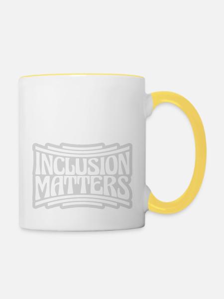 inclusion matters Logo Zitat - Tasse zweifarbig - Weiß/Gelb